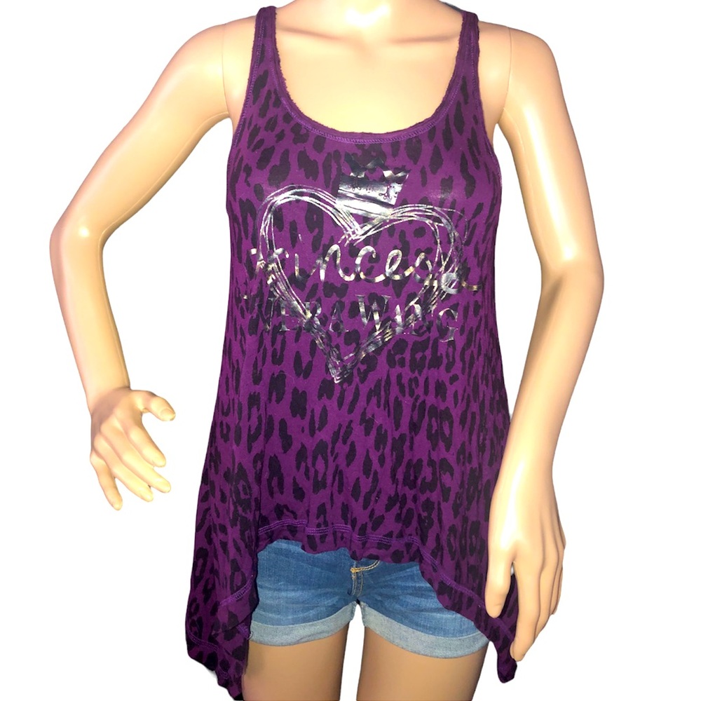 𝐕𝐄𝐑𝐀 𝐖𝐀𝐍𝐆 | PURPLE AND BLACK CHEETAH PRINT RACERBACK TANK TOP - Picture 10 of 10